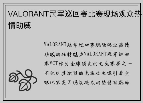 VALORANT冠军巡回赛比赛现场观众热情助威