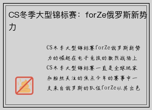 CS冬季大型锦标赛：forZe俄罗斯新势力